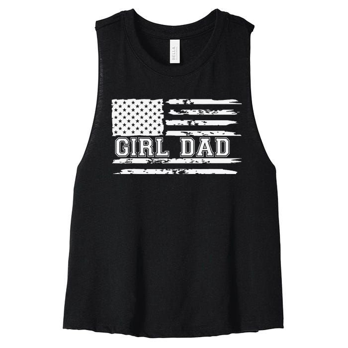 Proud Dad Of Girl Father Of Girl For Dad Xmas Fathers Day Gift Women's Racerback Cropped Tank