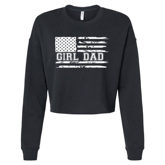 Proud Dad Of Girl Father Of Girl For Dad Xmas Fathers Day Gift Cropped Pullover Crew