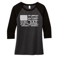 Proud Dad Of Girl Father Of Girl For Dad Xmas Fathers Day Gift Women's Tri-Blend 3/4-Sleeve Raglan Shirt