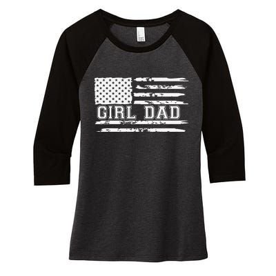 Proud Dad Of Girl Father Of Girl For Dad Xmas Fathers Day Gift Women's Tri-Blend 3/4-Sleeve Raglan Shirt