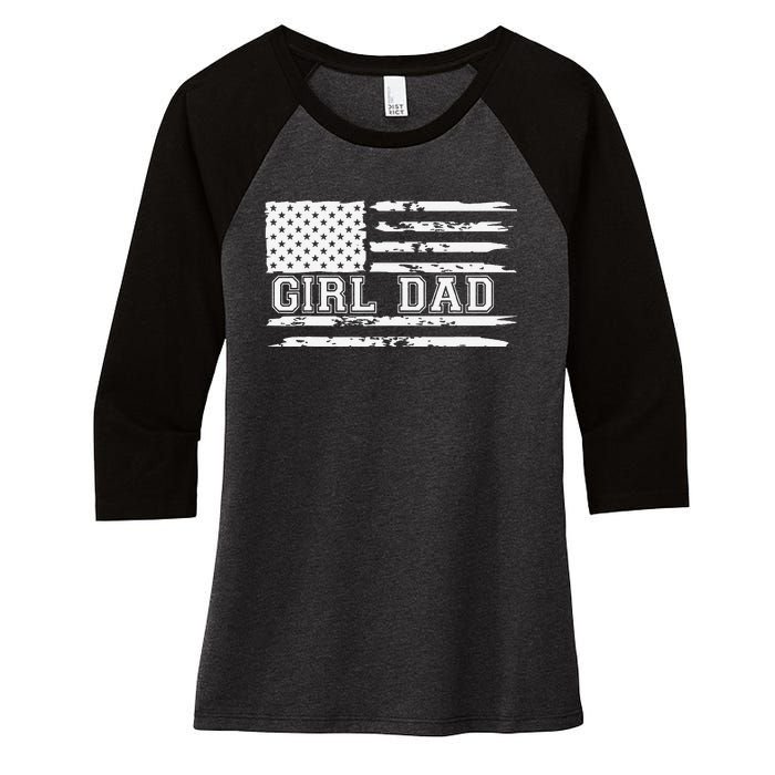 Proud Dad Of Girl Father Of Girl For Dad Xmas Fathers Day Gift Women's Tri-Blend 3/4-Sleeve Raglan Shirt