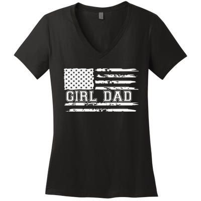 Proud Dad Of Girl Father Of Girl For Dad Xmas Fathers Day Gift Women's V-Neck T-Shirt