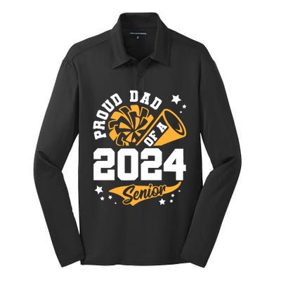 Proud Dad Of A 2024 Senior Cheer Dad Graduation Party Silk Touch Performance Long Sleeve Polo