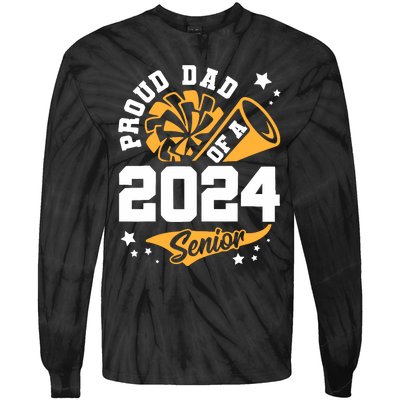 Proud Dad Of A 2024 Senior Cheer Dad Graduation Party Tie-Dye Long Sleeve Shirt