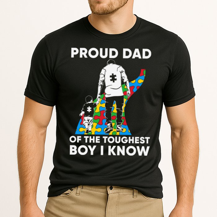 Proud Dad Of The Toughest Boy I Know Autism Awareness Month Father's Day Cooling Performance Crew T-Shirt