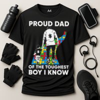 Proud Dad Of The Toughest Boy I Know Autism Awareness Month Father's Day Cooling Performance Crew T-Shirt