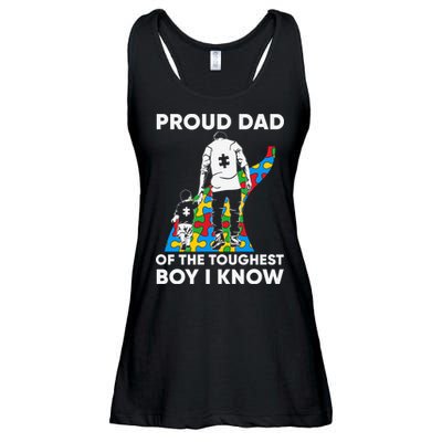 Proud Dad Of The Toughest Boy I Know Autism Awareness Month Father's Day Ladies Essential Flowy Tank