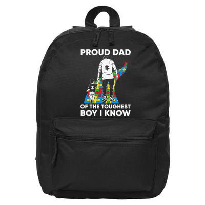 Proud Dad Of The Toughest Boy I Know Autism Awareness Month Father's Day 16 in Basic Backpack