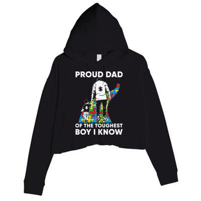 Proud Dad Of The Toughest Boy I Know Autism Awareness Month Father's Day Crop Fleece Hoodie