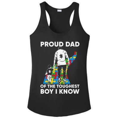 Proud Dad Of The Toughest Boy I Know Autism Awareness Month Father's Day Ladies PosiCharge Competitor Racerback Tank