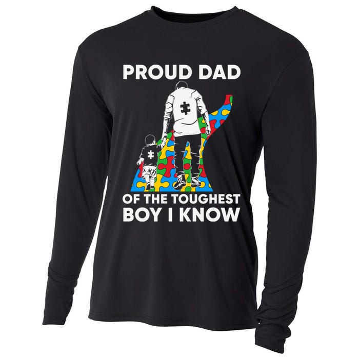 Proud Dad Of The Toughest Boy I Know Autism Awareness Month Father's Day Cooling Performance Long Sleeve Crew