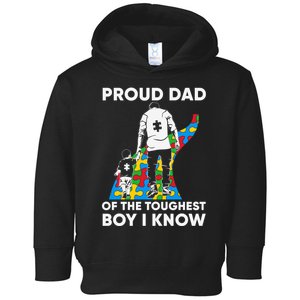 Proud Dad Of The Toughest Boy I Know Autism Awareness Month Father's Day Toddler Hoodie