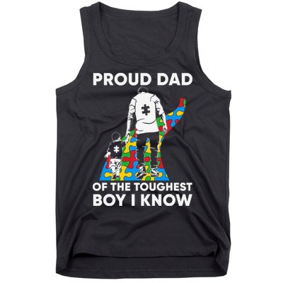 Proud Dad Of The Toughest Boy I Know Autism Awareness Month Father's Day Tank Top