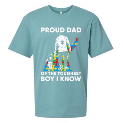 Proud Dad Of The Toughest Boy I Know Autism Awareness Month Father's Day Sueded Cloud Jersey T-Shirt