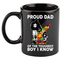 Proud Dad Of The Toughest Boy I Know Autism Awareness 11oz C Handle Ceramic Mug