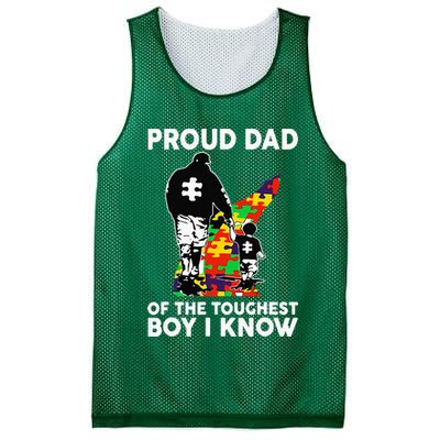 Proud Dad Of The Toughest Boy I Know Autism Awareness Mesh Reversible Basketball Jersey Tank