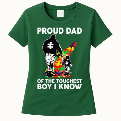 Proud Dad Of The Toughest Boy I Know Autism Awareness Womens T-Shirt