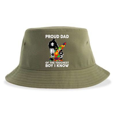 Proud Dad Of The Toughest Boy I Know Autism Awareness Sustainable Bucket Hat