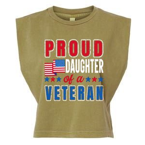 Proud Daughter Of A Veteran Patriotic Veterans Day Usa Flag Garment-Dyed Women's Muscle Tee