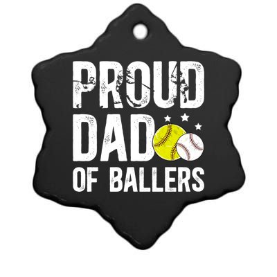 Proud Dad Of Ballers Baseball Softball Dad Cool Gift Ceramic Star Ornament