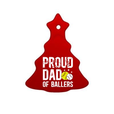 Proud Dad Of Ballers Baseball Softball Dad Cool Gift Ceramic Tree Ornament