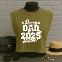 Proud Dad Of A 2025 Senior Grad Garment-Dyed Women's Muscle Tee