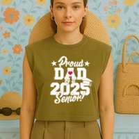 Proud Dad Of A 2025 Senior Grad Garment-Dyed Women's Muscle Tee