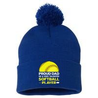 Proud Dad Of A Very Talented Softball Player Pom Pom 12in Knit Beanie