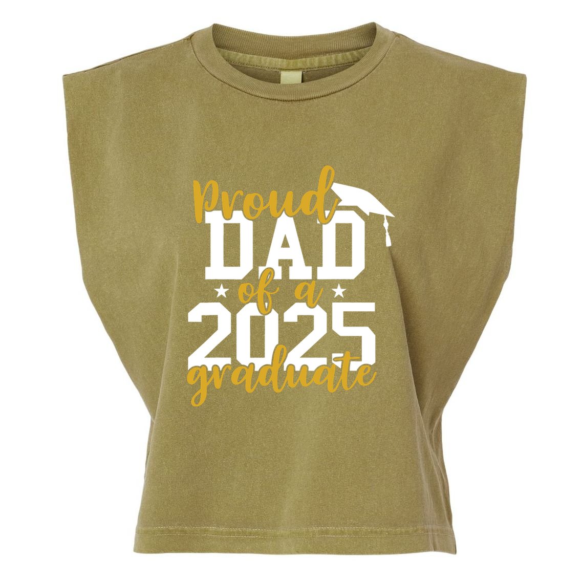 Proud Dad Of A 2025 Graduate Graduation Family Garment-Dyed Women's Muscle Tee