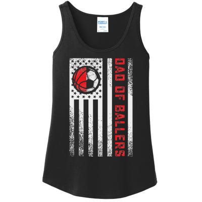 Patriotic Dad Of Ballers Basketball Soccer Flag Ladies Essential Tank