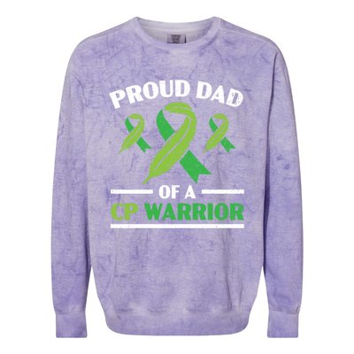 Proud Dad Of A Cp Warrior Cerebral Palsy Fathers Day Gift Colorblast Crewneck Sweatshirt