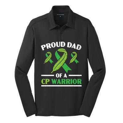 Proud Dad Of A Cp Warrior Cerebral Palsy Fathers Day Gift Silk Touch Performance Long Sleeve Polo