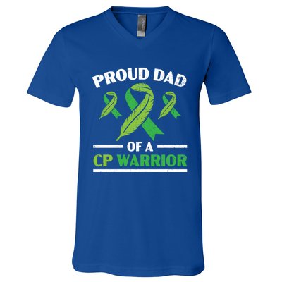 Proud Dad Of A Cp Warrior Cerebral Palsy Fathers Day Gift V-Neck T-Shirt