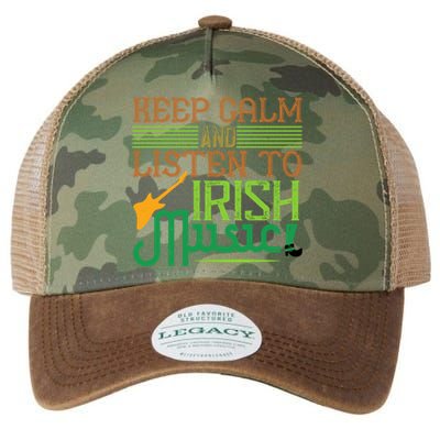 Patrick's Day Outfit Gift Stay Calm And Listen To Irish Music Gift Legacy Tie Dye Trucker Hat