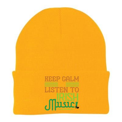 Patrick's Day Outfit Gift Stay Calm And Listen To Irish Music Gift Knit Cap Winter Beanie