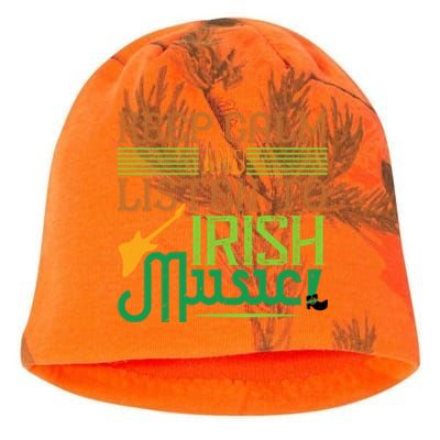 Patrick's Day Outfit Gift Stay Calm And Listen To Irish Music Gift Kati - Camo Knit Beanie