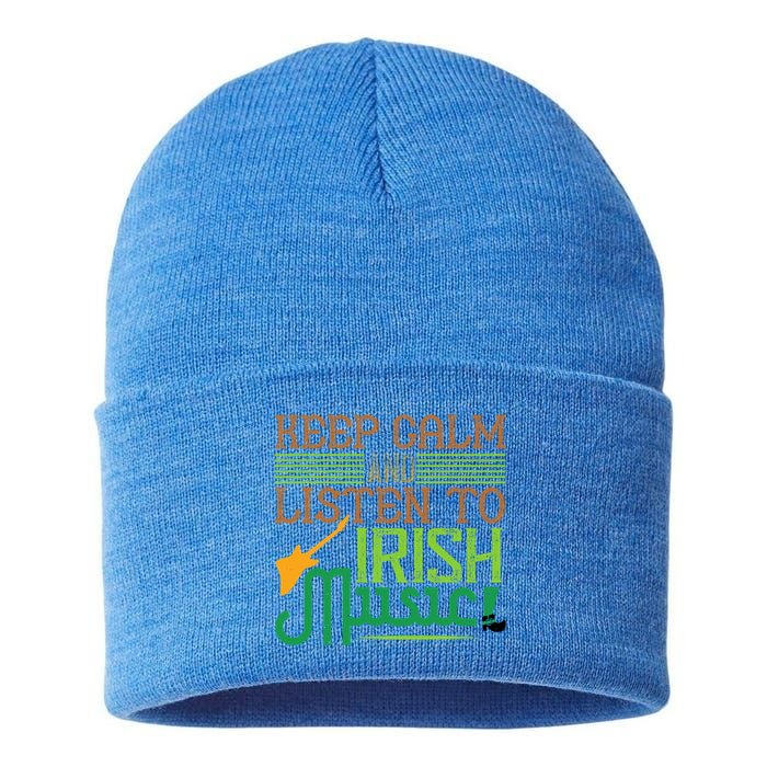 Patrick's Day Outfit Gift Stay Calm And Listen To Irish Music Gift Sustainable Knit Beanie