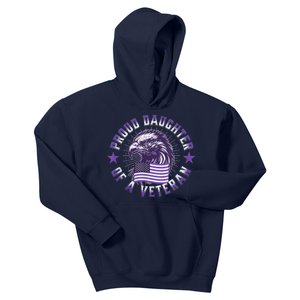 Proud Daughter of Veteran Military Child Month Quote Purple Kids Hoodie