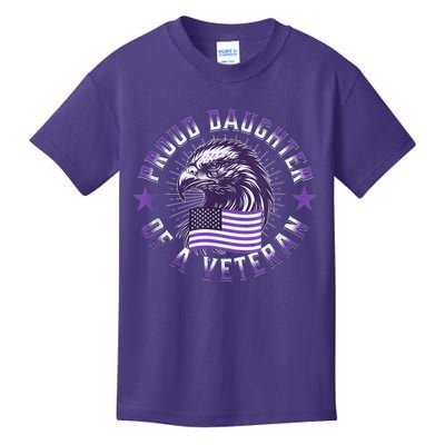 Proud Daughter of Veteran Military Child Month Quote Purple Kids T-Shirt