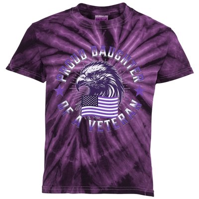 Proud Daughter of Veteran Military Child Month Quote Purple Kids Tie-Dye T-Shirt