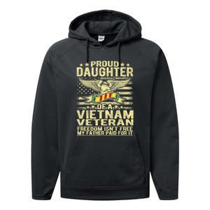 Proud Daughter Of Vietnam Veteran Us Flag Military Family Performance Fleece Hoodie