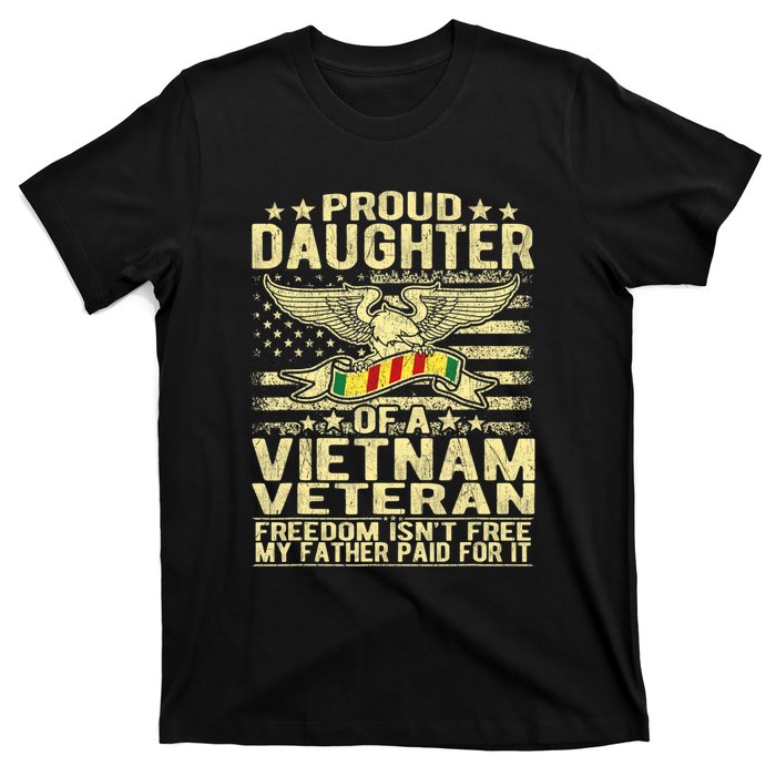 Proud Daughter Of Vietnam Veteran Us Flag Military Family T-Shirt