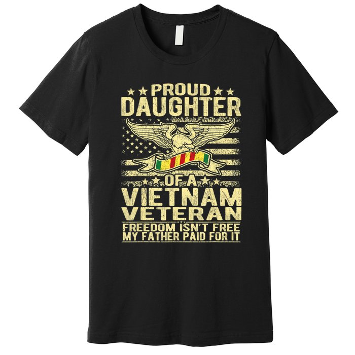 Proud Daughter Of Vietnam Veteran Us Flag Military Family Premium T-Shirt