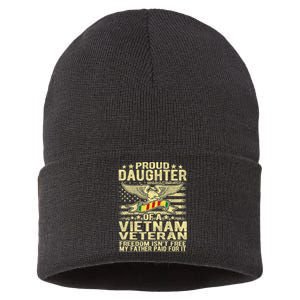 Proud Daughter Of Vietnam Veteran Us Flag Military Family Sustainable Knit Beanie