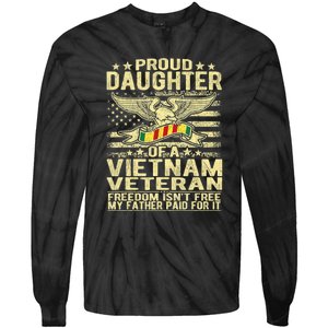 Proud Daughter Of Vietnam Veteran Us Flag Military Family Tie-Dye Long Sleeve Shirt