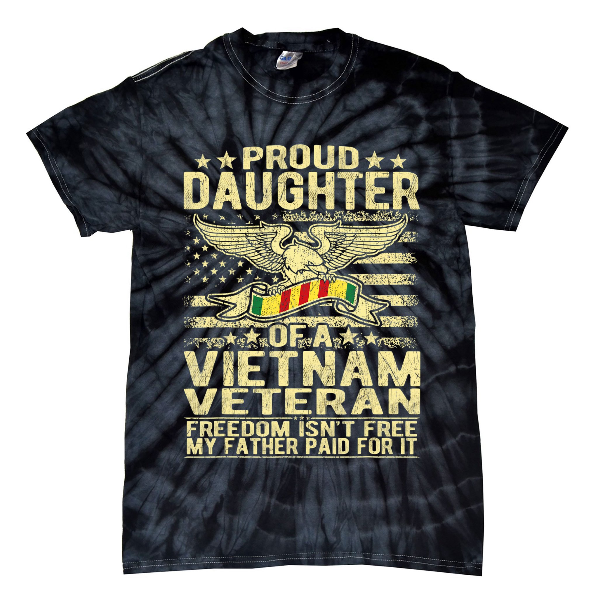 Proud Daughter Of Vietnam Veteran Us Flag Military Family Tie-Dye T-Shirt