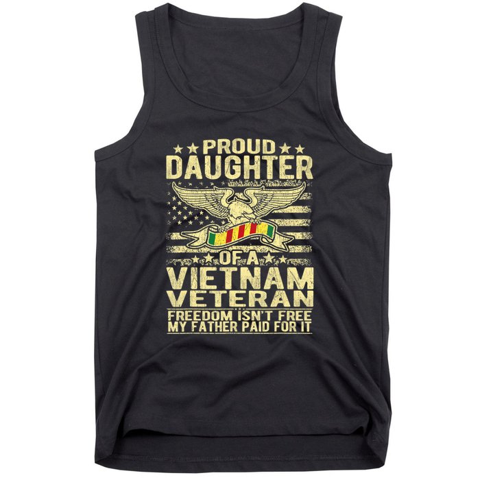 Proud Daughter Of Vietnam Veteran Us Flag Military Family Tank Top