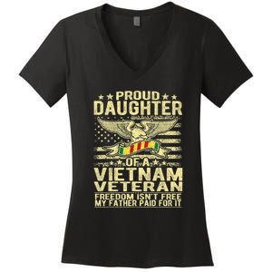 Proud Daughter Of Vietnam Veteran Us Flag Military Family Women's V-Neck T-Shirt