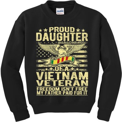 Proud Daughter Of Vietnam Veteran Us Flag Military Family Kids Sweatshirt