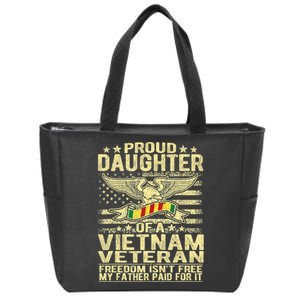 Proud Daughter Of Vietnam Veteran Us Flag Military Family Zip Tote Bag